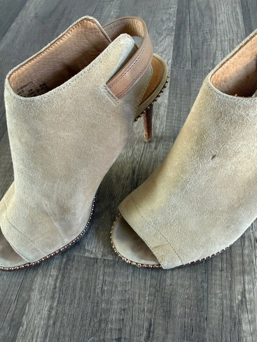 Coach Shoes Kate Brown Suede Buckle Heels Sandal Booties Size 7.5 - Picture 6 of 12